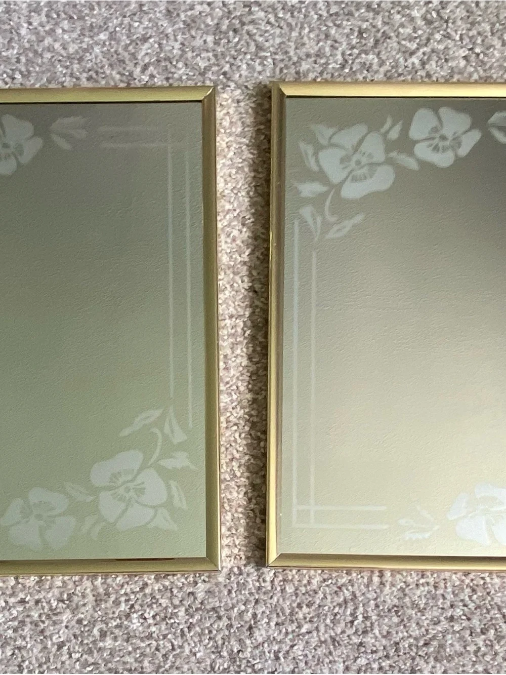 Vintage 1970s Marsel Floral Frosted Etched Mirror Hollywood Regency MCM 14x11”